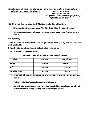 Đề kiểm tra chất lượng giữa kì I năm học 2015 2016 môn Địa lí - Khối 12